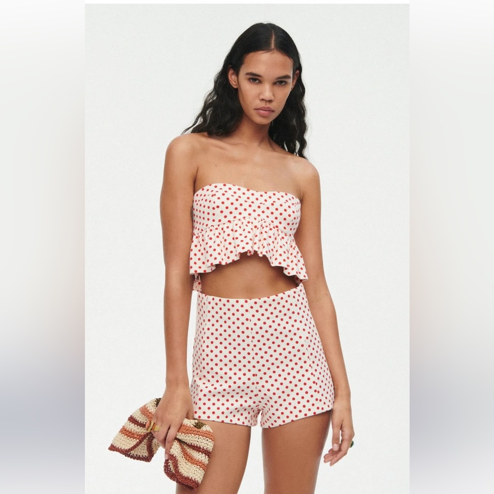 NWT 70s style Zara short with red polka dot - size S